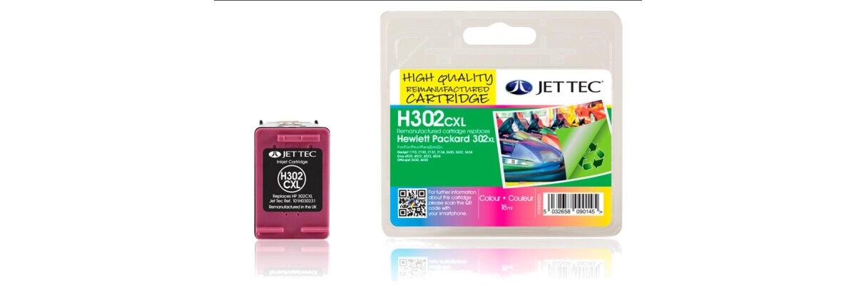 HP302 JetTec XL Recyclingdruckerpatrone Color mit ca. 330 Seiten Druckleistung nach Iso für HP Officejet 3820 Drucker - HP302 JetTec XL Recyclingdruckerpatrone Color mit ca. 330 Seiten Druckleistung nach Iso für HP Officejet 3820 Drucker