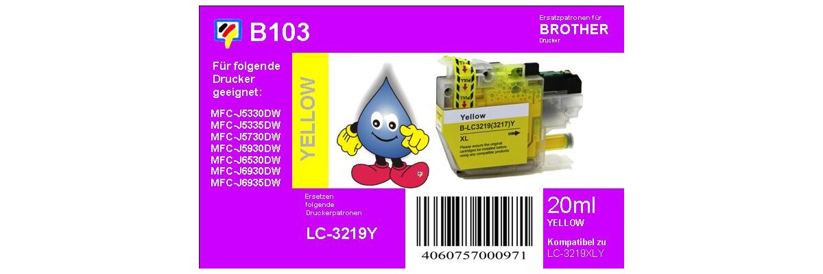 LC3219XLY - yellow - TiDis Ersatzdruckerpatrone mit 1.500 Seiten Druckleistung nach ISO - LC3219XLY - yellow - TiDis Ersatzdruckerpatrone mit 1.500 Seiten Druckleistung nach ISO