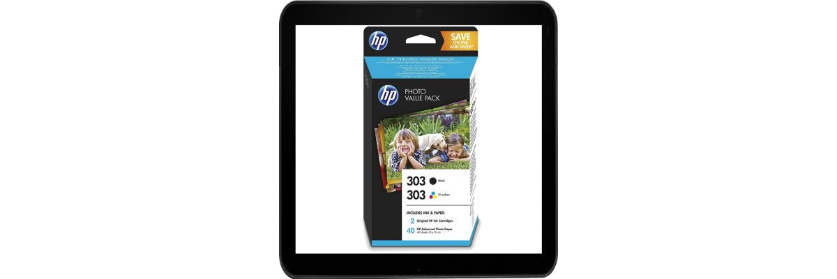 HP303 Photo Value Pack mit 2 Druckerpatronen und 40 Blatt HP Photo Papier (10 x 15 cm) für HP ENVY Photo, schwarz - Z4B62EE - HP303 Photo Value Pack mit 2 Druckerpatronen und 40 Blatt HP Photo Papier (10 x 15 cm) für HP ENVY Photo, schwarz - Z4B62EE