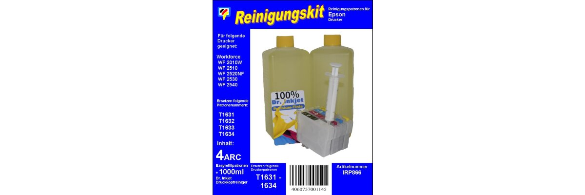 IRP866 - Dr.Inkjet Druckkopfreinigungspatronen Clean-Multipack mit 1000ml Dr. Inkjet Druckkopfreiniger - einsetzbar für T1621 | T1622 | T1623 | T1624 | T1631 | T1632 | T1633 | T1634 - IRP866 - Dr.Inkjet Druckkopfreinigungspatronen Clean-Multipack mit 1000ml Dr. Inkjet Druckkopfreiniger - einsetzbar für T1621 | T1622 | T1623 | T1624 | T1631 | T1632 | T1633 | T1634