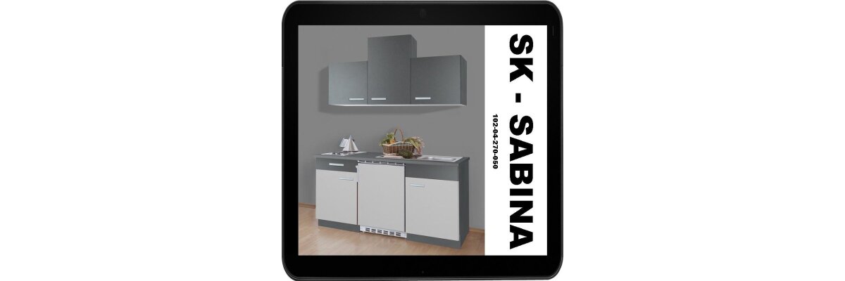 SK - Sabina Schöne Singleküche 150 cm mit Edelstahl Kochmulde und Kühlschrank in Hellgrau/Graphit - SK - Sabina Schöne Singleküche 150 cm mit Edelstahl Kochmulde und Kühlschrank in Hellgrau/Graphit