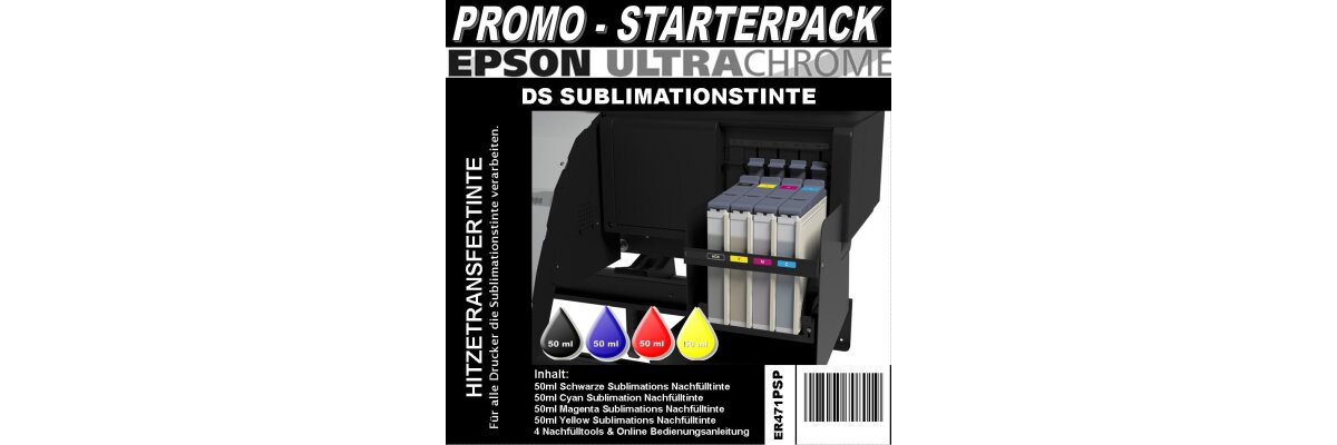 C13T741 PROMOPACK Epson UltraChrome DS Sublimationstinte mit 4x 50ml Abfüllung für den Heimgebrauch - C13T741 PROMOPACK Epson UltraChrome DS Sublimationstinte mit 4x 50ml Abfüllung für den Heimgebrauch