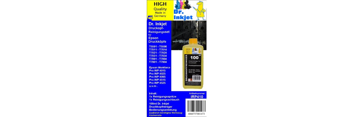 IRP410 - Dr.Inkjet - Druckkopfreinigungsset f.Epson T7011-T7014 / T7021-T7024 / T7231-T7034 / T78 / T79 - IRP410 - Dr.Inkjet - Druckkopfreinigungsset f.Epson T7011-T7014 / T7021-T7024 / T7231-T7034 / T78 / T79