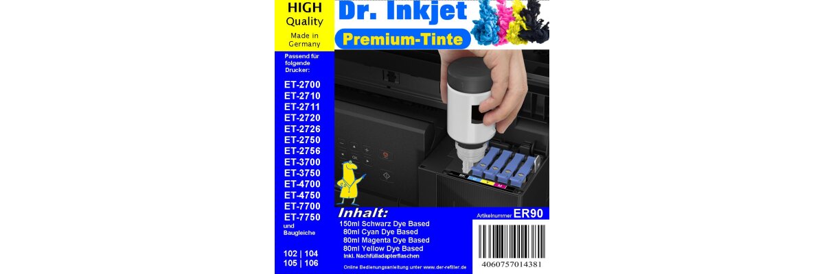 Dr. Inkjet Druckertinte für EcoTank Drucker ET-2750 - Dr. Inkjet Druckertinte für EcoTank Drucker ET-2750