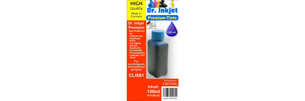 CLI581PBXXL Dr. Inkjet Druckertinte / Nachfülltinte  - CLI581PBXXL Dr. Inkjet Druckertinte / Nachfülltinte 