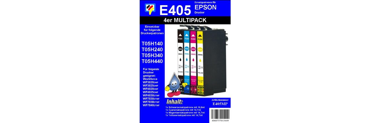 405XL Multipack TiDis Ersatzpatronen m.je 1xBCMY - ersetzt T05H6 - 405XL Multipack TiDis Ersatzpatronen m.je 1xBCMY - ersetzt T05H6