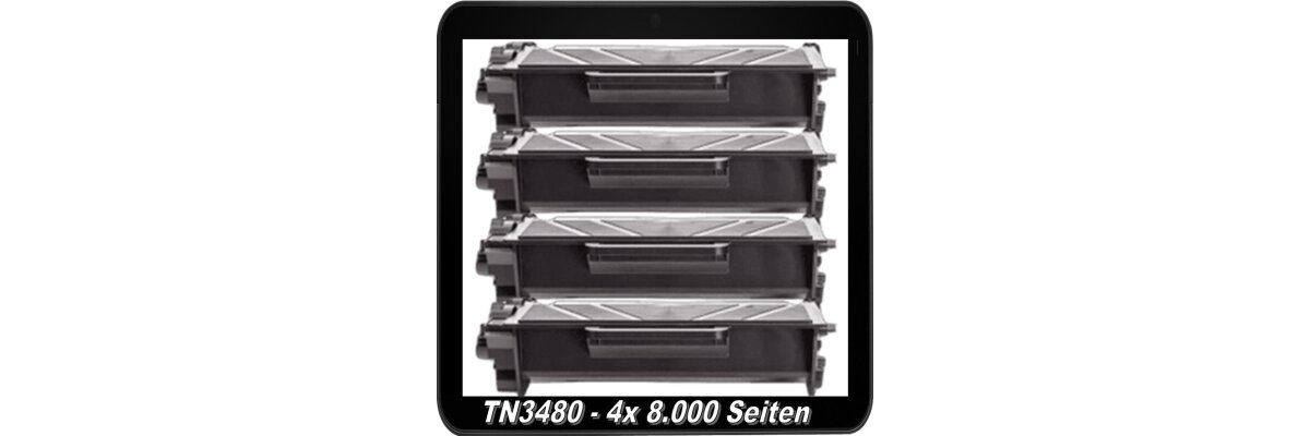 TN3480 / TN 3430 4er Sparset Ersatztoner Black für Brother 4x 8.000 Seiten Druckleistung - TN3480 / TN 3430 4er Sparset Ersatztoner Black für Brother 4x 8.000 Seiten Druckleistung