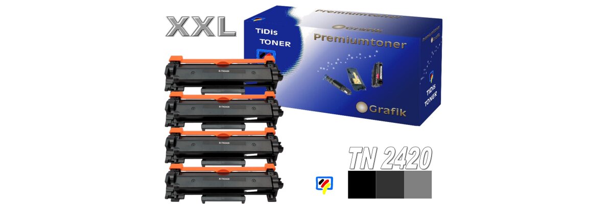 TN2420XL 4er Sparset Ersatztoner Black für Brother 4x 6.000 Seiten Druckleistung - TN2420XL 4er Sparset Ersatztoner Black für Brother 4x 6.000 Seiten Druckleistung