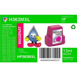 HP363M - TiDis Ersatzpatrone für C8772EE - magenta -  mit 13ml Inhalt/ersetzen HP363 Druckerpatronen