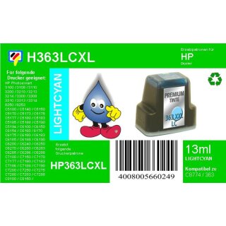 HP363LC - TiDis Ersatzpatrone für C8774EE - lightcyan -  mit 13ml Inhalt/ersetzen HP363 Druckerpatronen