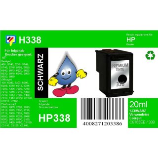 HP338 - TiDis Ersatzpatrone für C8765EE - schwarz -  mit 22ml Inhalt