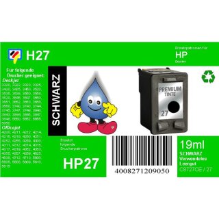 HP27 - TiDis Ersatzpatrone für C8727AE - schwarz -  mit 10ml Inhalt und ca. 220 Seiten Druckleistung nach Iso 