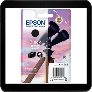 Epson 502 Tintenpatrone schwarz mit ca. 210 Seiten Druckleistung nach ISO