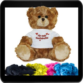 Teddybär "Tim" mit einer Sitzhöhe von ca. 200mm mit sublimierbaren T-Shirt