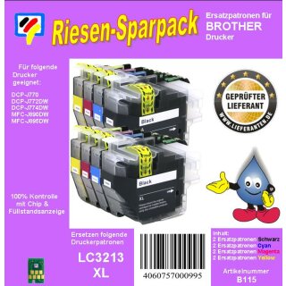 LC-3213 TiDis Riesensparpack mit  2 x Black, Cyan, Magenta, Yellow  für ca. 3.200 Seiten Druckleistung nach ISO