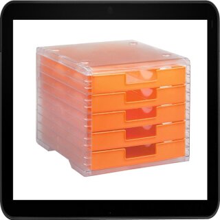 styro Schubladenbox Lightbox orange mit 5 Schubladen