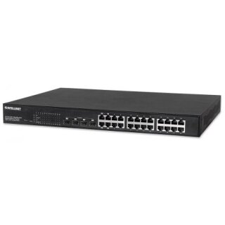 24-Port Gigabit Ethernet PoE+ Web-Managed Switch mit 4 SFP Kombo-Ports