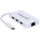 USB Typ C auf 3-Port Hub mit Gigabit-Ethernet-Netzwerkadapter