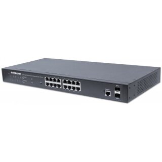 16-Port Gigabit Ethernet PoE+ Web-Managed Switch mit 2 SFP-Ports