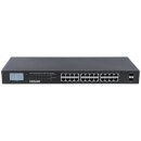 24-Port Gigabit Ethernet PoE+ Switch mit 2 SFP-Ports und LCD-Anzeige