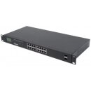 16-Port Gigabit Ethernet PoE+ Switch mit 2 SFP-Ports und LCD-Anzeige