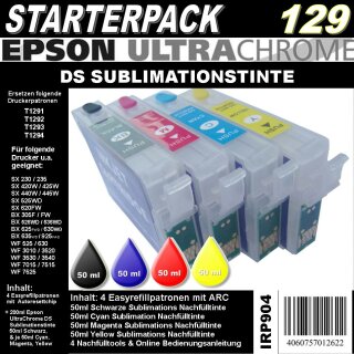 IRP904 für T1291 - T1294 Starterpack mit 4 Patronen + 200ml UltraChrome DS Sublimationstinte