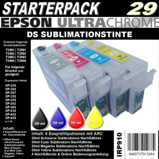 IRP910 für T2991 - T2994 Starterpack mit 4 Patronen + 200ml UltraChrome DS Sublimationstinte