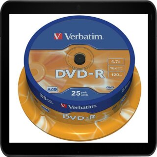 VERBATIM DVD-R 4.7GB 16X (25) SP 43522 SPINDEL MATT SILBER