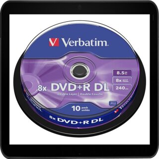 VERBATIM DVD+R 8.5GB 8X (10) SP 43666 SPINDEL DOUBLE LAYER MATT SILBER