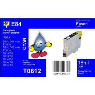 E84 - TiDis Druckerpatrone Cyan ersetzt die T061240 mit 18ml Inhalt