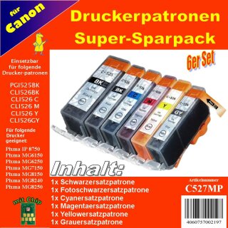 C527MP - Multipack mit 6 TiDis Ersatzdruckerpatronen - je 1x BK/PBK/C/M/Y/GY