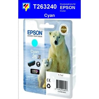 T26324010-cyan-EPSON Original Drucktinte mit 9,7ml Inhalt zum Superangebot