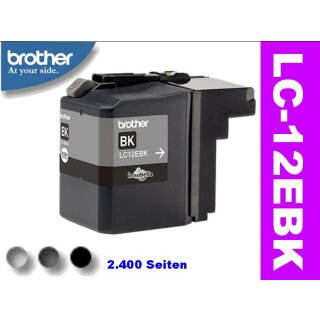 LC-12EBK - Schwarz - Original Brotherpatrone mit 2.400 Seiten Druckleistung nach ISO