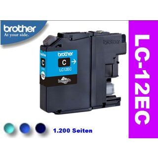 LC-12EC - Cyan - Original Brotherpatrone mit 1.200 Seiten Druckleistung nach ISO