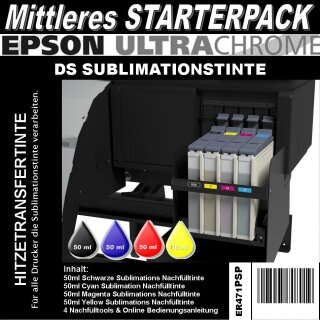 C13T741 Mittleres Starterpaket Epson UltraChrome DS Sublimationstinte mit 4x 50ml Abfüllung für den Heim- & Gewerblichen gebrauch