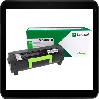 51B2000 - schwarz - Lexmark lasertoner mit ca.2.500 Seiten Druckleistung nach Iso