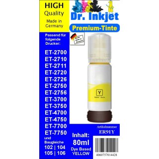 ER91Y Dr. Inkjet 80ml YELLOW Druckertinte für Ecotankdrucker - 102|104|105|106