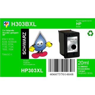 HP303XL Black TiDis Recyclingpatrone m. 20ml Inhalt - ersetzt T6N04AE