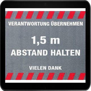 novus Fußmatte Abstand halten anthrazit, weiß, rot 90,0 x 90,0 cm