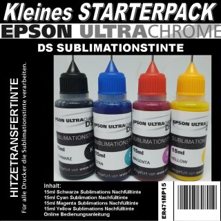 C13T741 Kleines Starterpaket Epson UltraChrome DS Sublimationstinte mit 4x 15ml Abfüllung für den Heimgebrauch