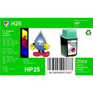 HP25 - TiDis Re-Use Color Druckerpatrone mit ca. 20ml Inhalt - ersetzt 51625AE