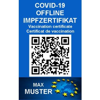 COVID-19 Offline Impfzertifikat / Offline Impfnachweis - auf PVC Karte gedruckt!