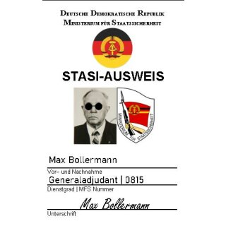 STASI Spaß oder Filmausweis mit Bild und beidseitig auf PVC Karte gedruckt!