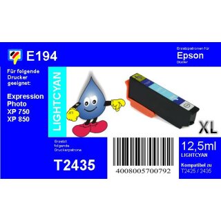 E194 - TiDis Ersatzpatrone - lightcyan - mit 12,5ml Inhalt ersetzt T2435XL