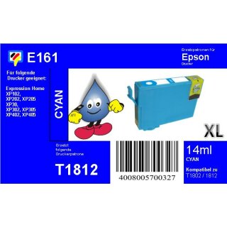 E161 - TiDis Ersatzpatrone - cyan - mit 14ml Inhalt ersetzt T1812XL