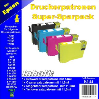 E144 - TiDis Super Sparpack mit 4 Ersatzpatronen für T1281, T1282, T1283, T1284