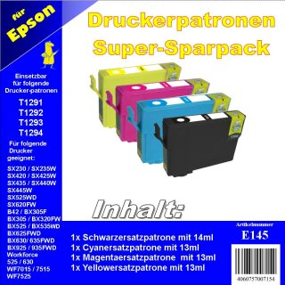 E145 - TiDis Sparpack mit 4 Ersatzpatronen für T1291, T1292, T1293, T1294