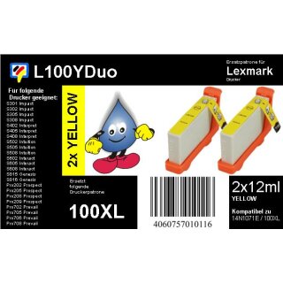 L100YDuo - TiDis XL Ersatzpatronen Doppelpack - gelb- ersetzt 14N1071E