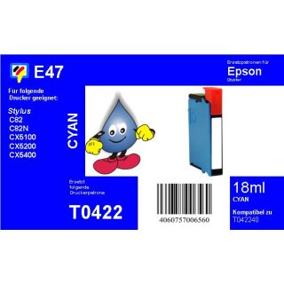 E47 - TiDis Ersatzpatrone - cyan- mit 16ml Inhalt ersetzt T042240