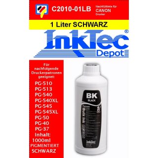 1000ml schwarze Pigmentierte Inktec Nachfülltinte für Ihren Canon Drucker